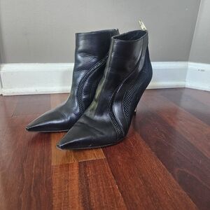 Sergio Rossi Black Suede And Leather Booties Size 39